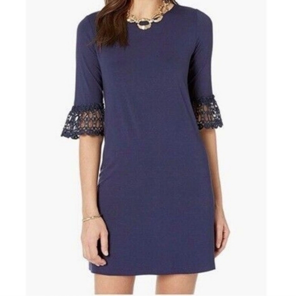 Lilly Pulitzer Ophelia Swing Shift Dress Crochet Lace Navy Blue XXS - Picture 2 of 11